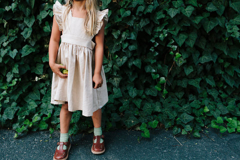 Wren & James linen pinafore in Natural