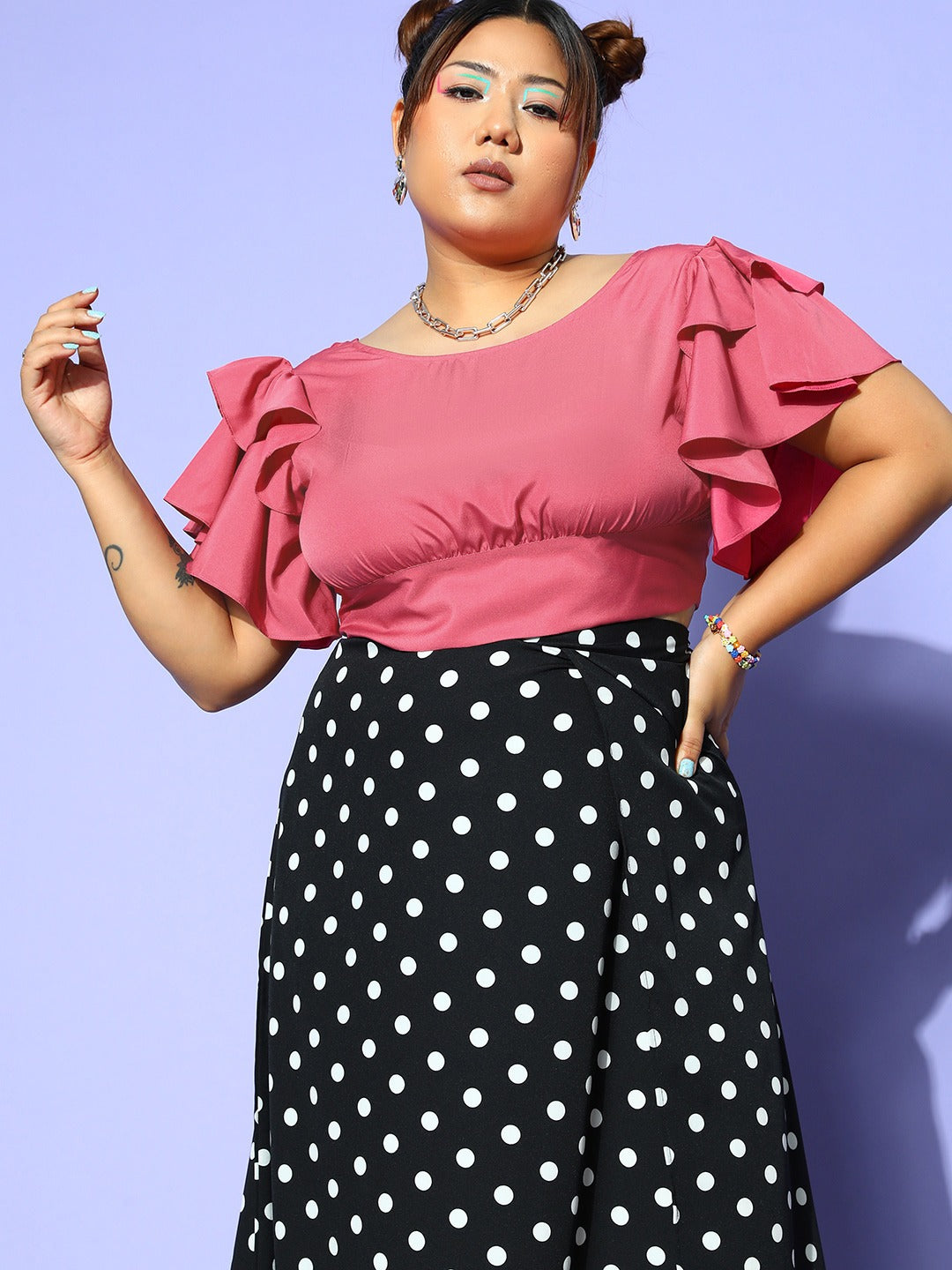 high waist skirt and crop top for plus size