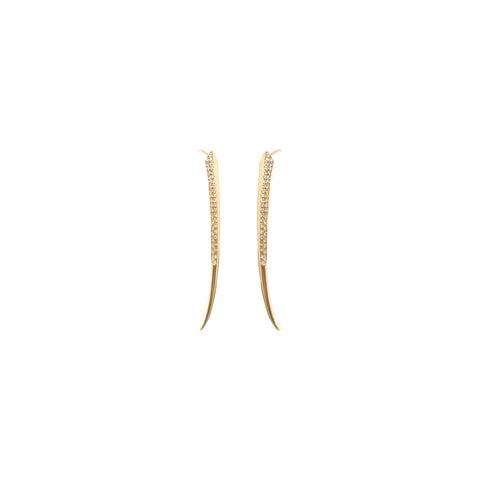 14K Gold & Pave Diamond Tusk Post Earrings