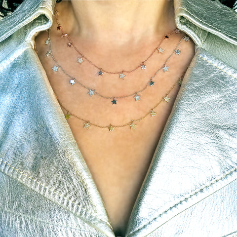 Multi-Star Pave Diamond Necklace - Designer Jewelry - Earstylist by Jo Nayor