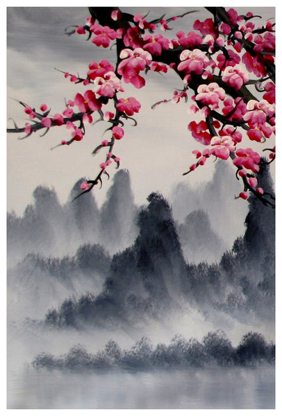 Cherry blossom art print, cherry blossom wall mural, cherry blossom ja