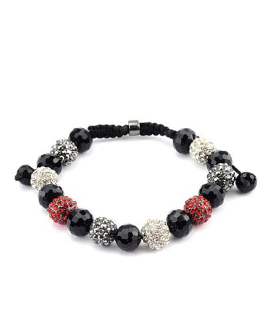 Multi Tone Rhinestone Bead & Faux Glass Disco Ball Adjustable Bracelet