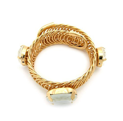 Rhinestone Charm Expandable Ring Cluster Arm Bracelet Jewelry in Gold-Tone JB1040GDCLR