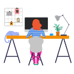 Illustration of lady sat working at desk