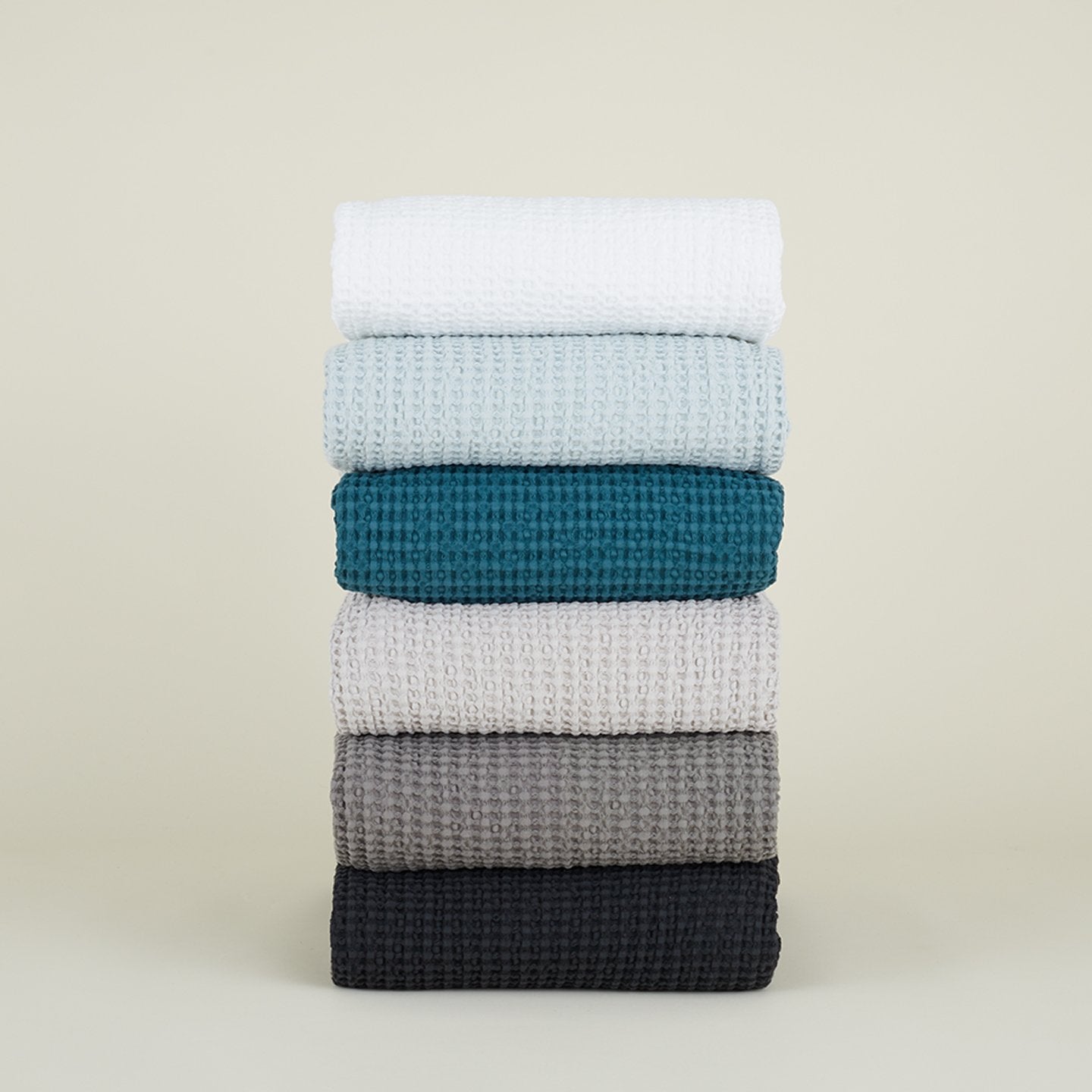 Simple Waffle Shower Curtain - White