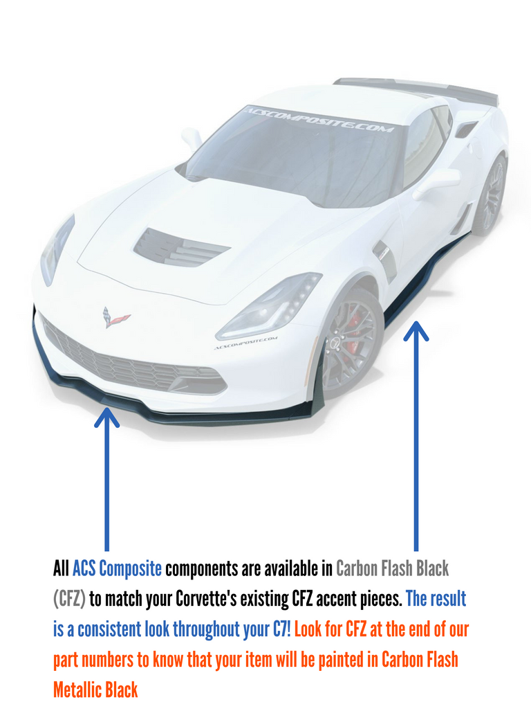 ACS Composite paints all parts in the C7 Corvette Carbon Flash Metallic Black