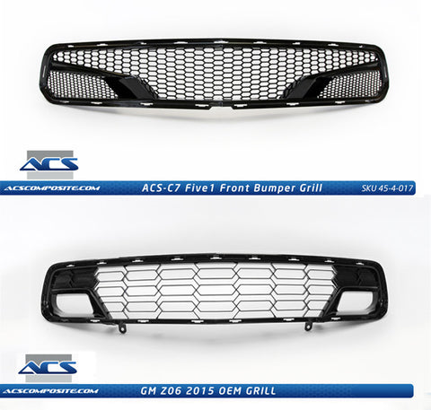 ACS Compositr Grill Comparison Photo (Top: Five1; Bottom: GM OEM Z06)