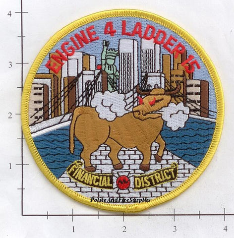New York City Engine 4 Ladder 15 Fire Dept Patch v6 Round