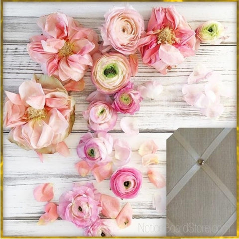 Romantic Valentine Roses with Ivory Linen Memo Board. NoticeBoardStore.com