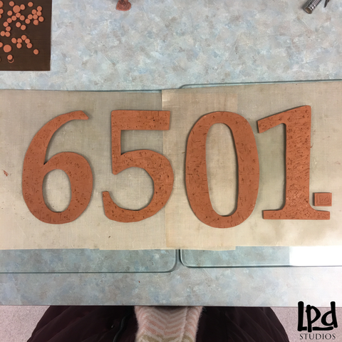 LPDstudios Blog: Custom Corner - Copper Metal Address Plaque. This project took a lot of forethought and planning prior to getting into my studio for the fun. Since the plaque needed to be seen from the road, I planned a sign that would be 9" tall x 14" wide. With copper clay, shrinkage occurs during the firing process, so I had to plan the copper clay letters about 30% larger than the final product to ensure they would be about 5" tall after firing.