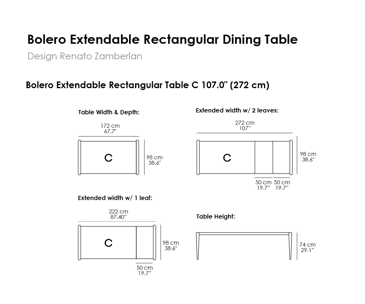 Bolero Extendable Rectangular Dining Table