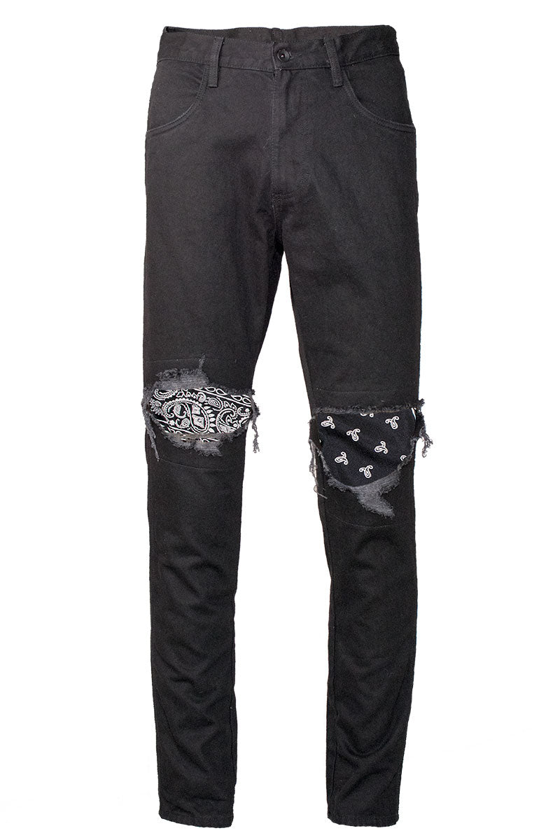 mens jeans with bandana patches