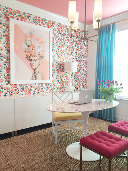 Home office featuring Marie pop art portrait