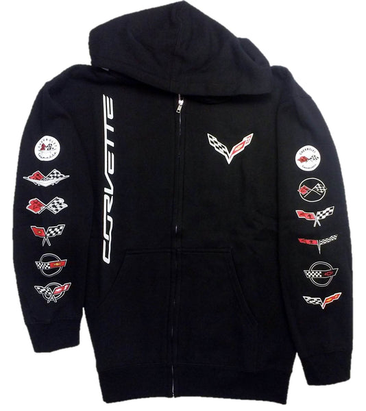 corvette hoodie zip chevrolet racing jh screen printed logos