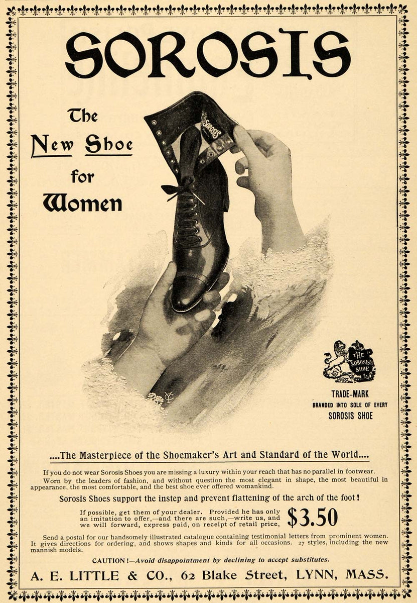 1898 Ad Sorosis Women Shoe Lynn Sole Massachusetts Foot - ORIGINAL MCC – Period Paper Historic Art LLC