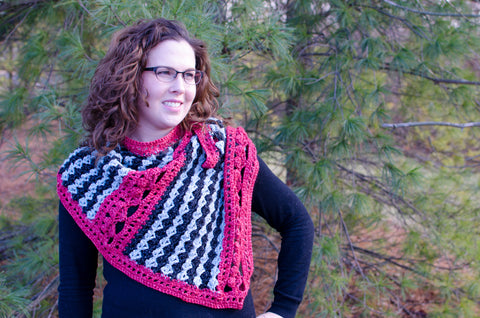 Asymmetrical Heart Shawl bib style