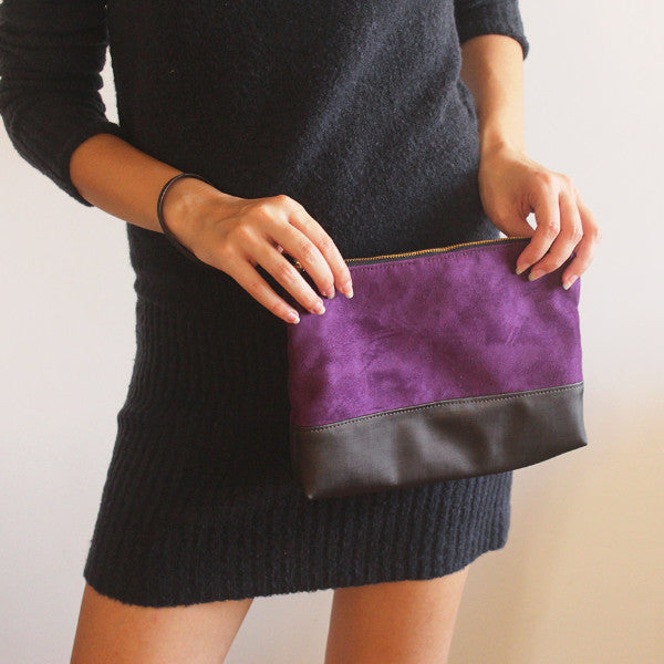 purple evening clutch