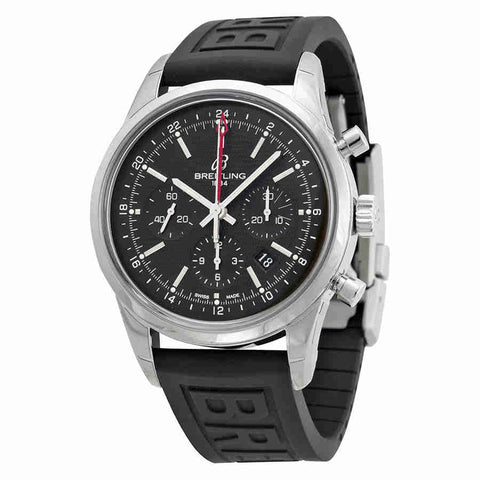 Breitling Transocean Chronograph GMT Black Dial Black Rubber Mens Watch AB045112-BC67BKPD3