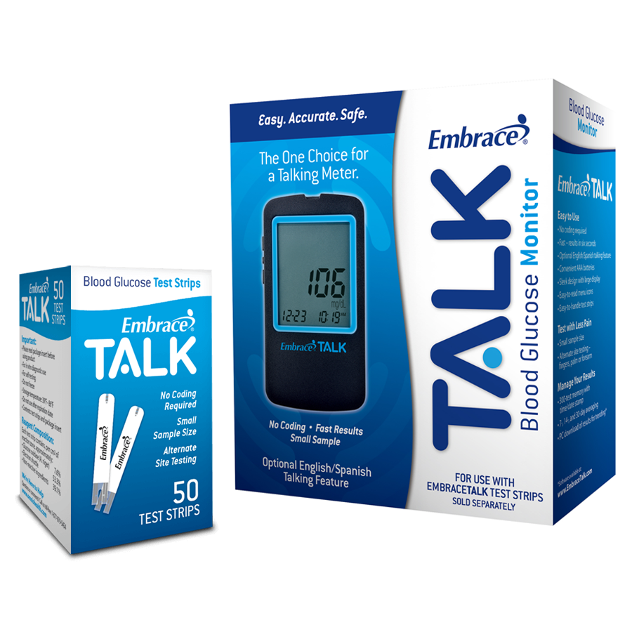 embrace talk glucometer