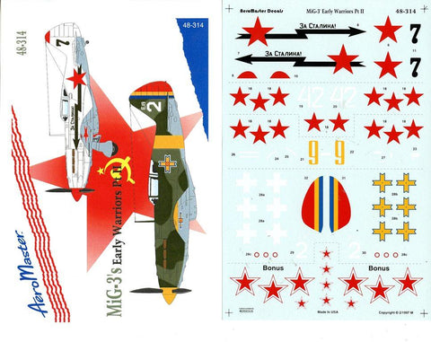 Aero Master Decals 1:48 MiG-3's Early Warriors Part II Decal Set #48-314 N/A Aero Master Decals