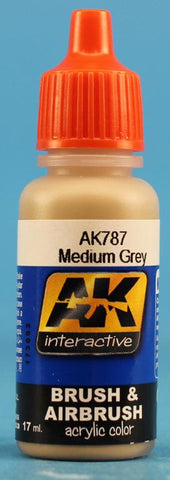 AK Interactive Brush & Airbrush Acrylic Colors Medium Grey 17ml #AK787 N/A AK_Interactive_