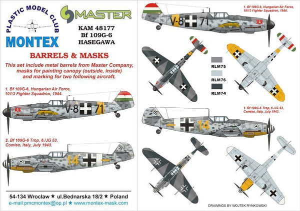 Montex KAM 1:24 Bf-109 G-6 #3 for Trumpeter Mask+Metal Part #KAM24050
