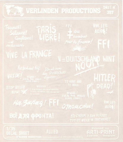 Verlinden Productions 1:35 WWII Allied Wall Slogans White Dry Transfer #357 N/A Verlinden Productions