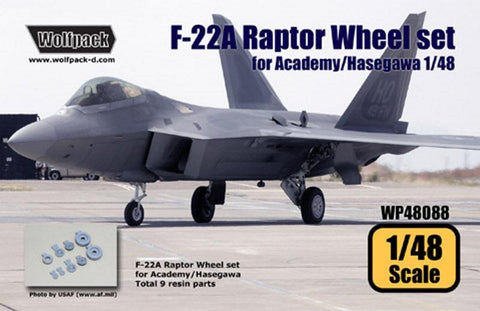 Wolfpack 1:48 F-22A Raptor Wheel Set for Academy Hasegawa Resin Detail #WP48088 N/A Wolfpack Design