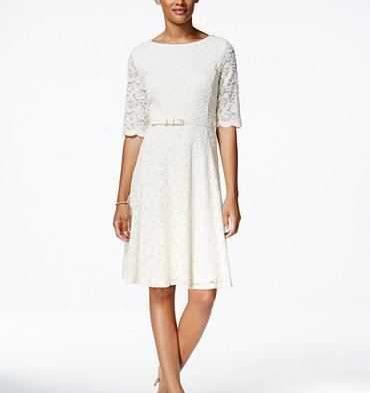 belted lace dress