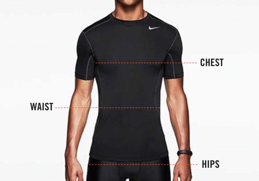 Nike body measurements for men's tops