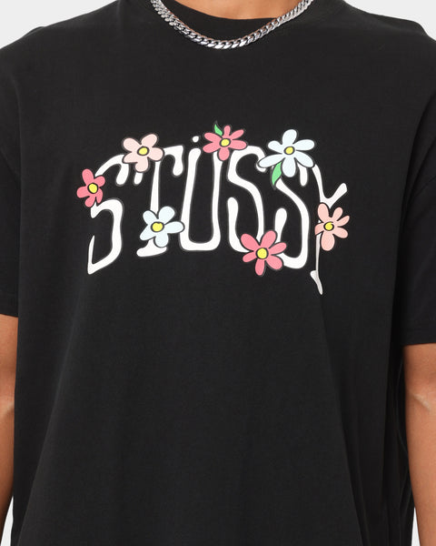 Stussy Flowers Short Sleeve T-Shirt Pigment Black | Culture Kings