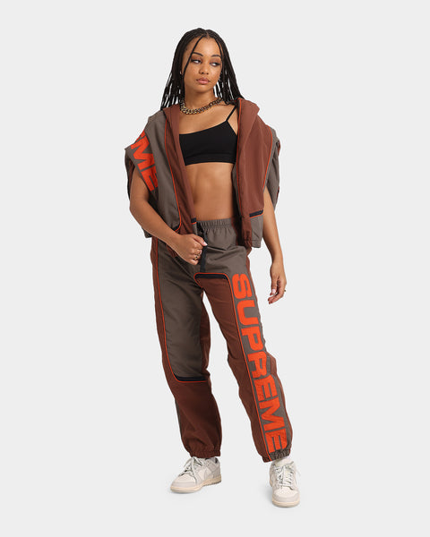 supreme s paneled belted track pant