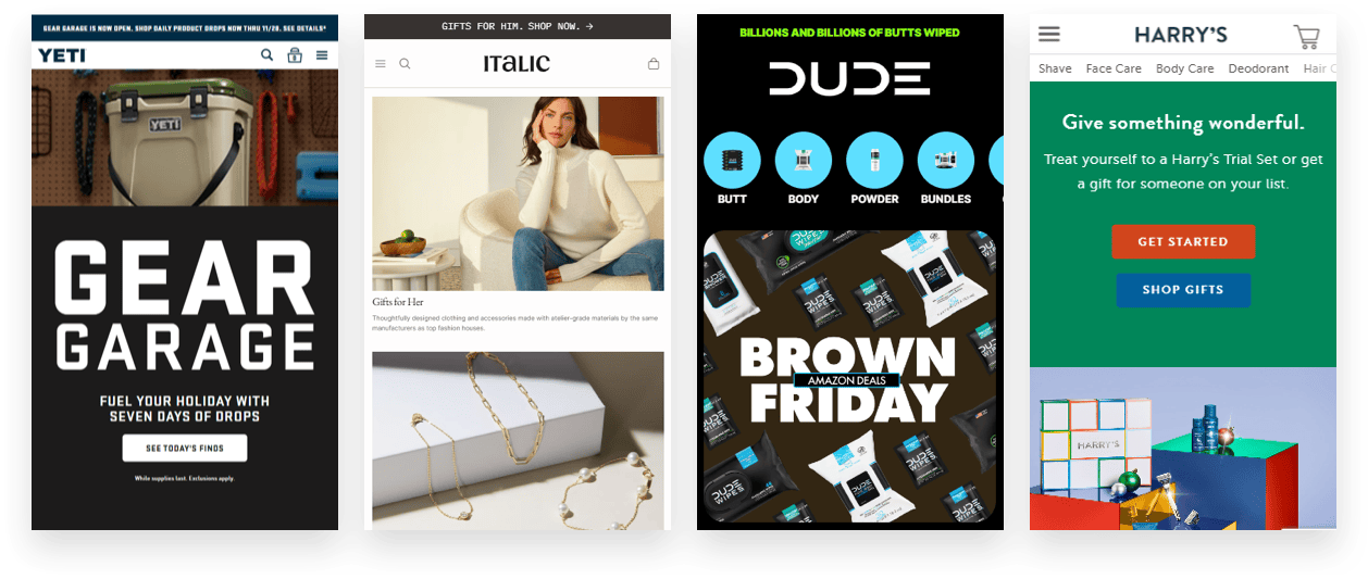 examples of eccomerce retailers with holiday campaigns that offered gift guides without discounts