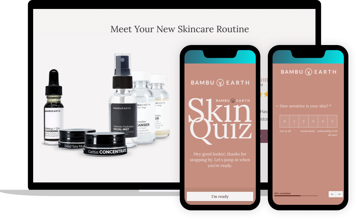 Bambu Earth skin quiz and customized kit landing page