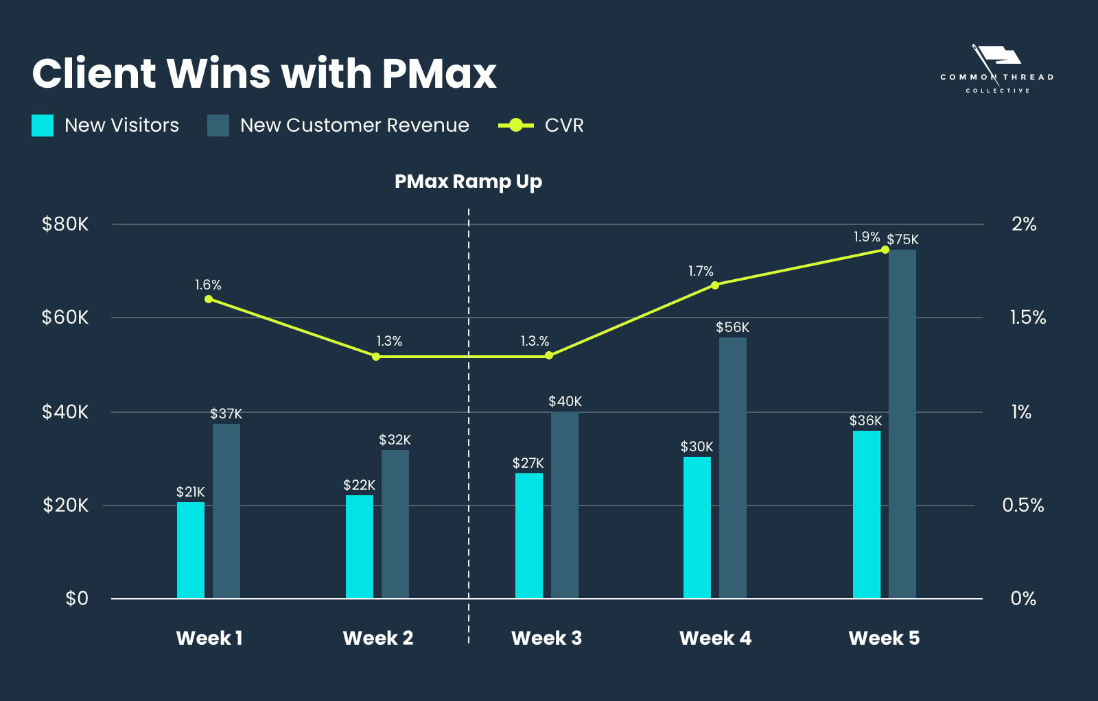 Graph with Positive Results of Google PMax Introduction