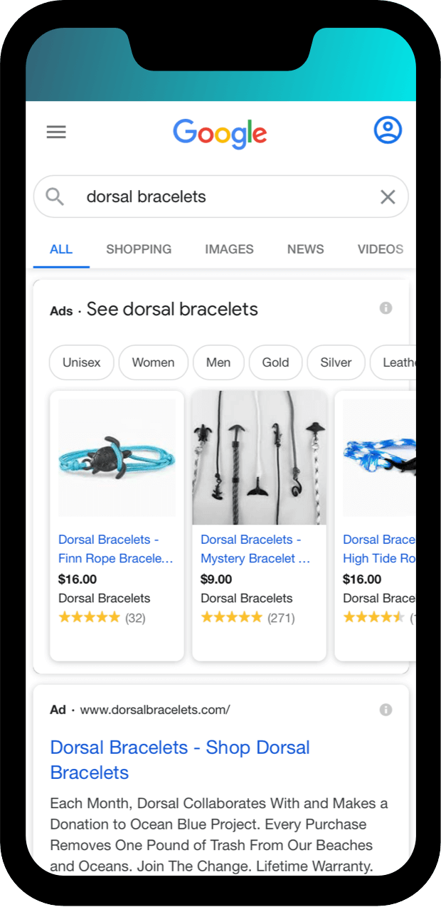 Dorsal branded search results