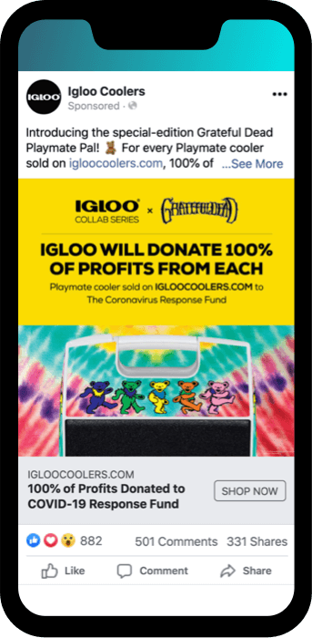 Igloo COVID-19 Response Fund ad creative