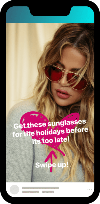 DIFF: Khloe Kardashian influencer post - 'Get these new sunglasses for the holidays before its too late!'