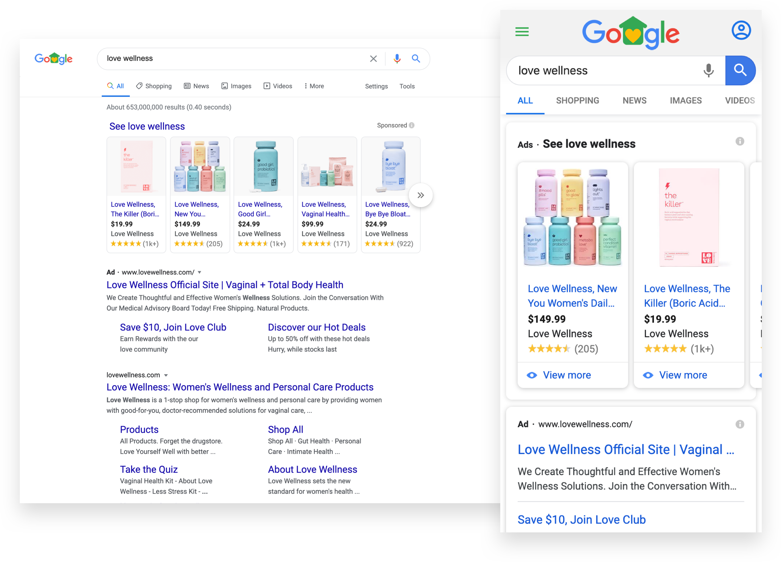 love wellness paid search