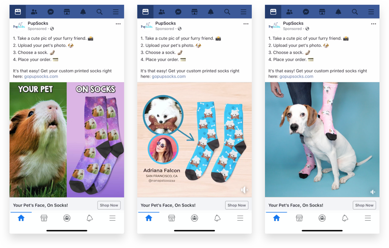 Pupsocks Facebook Ads