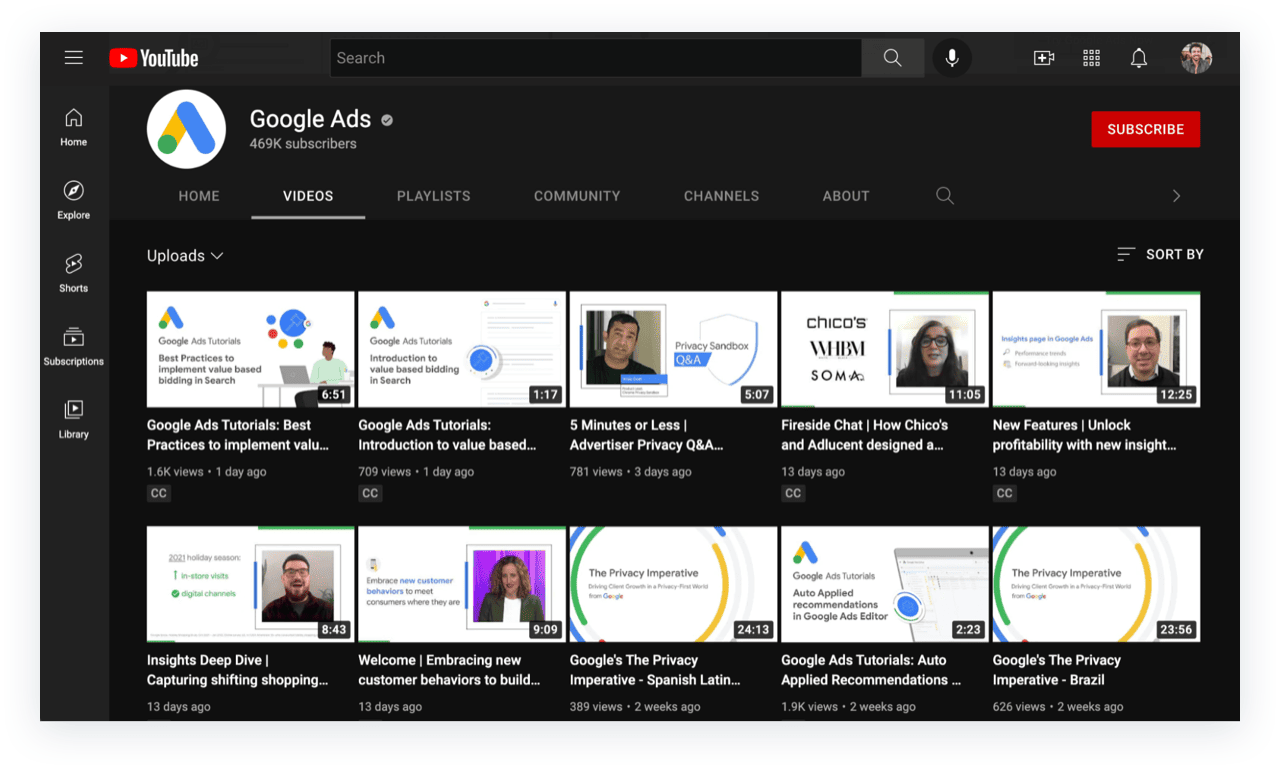 Google Ads YouTube Channel