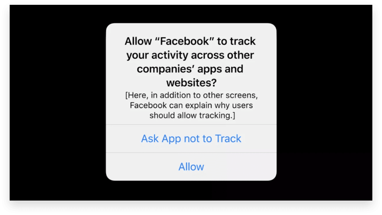 Apple iOS 14 ATT Prompt: facebook ad tracking