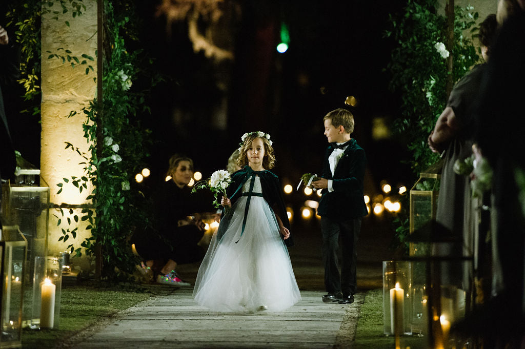 Caroline Looke Benak's wedding and Houston Oaks Country Club, custom flower girl dress by David Peck