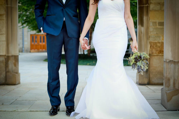Alison Flowers custom wedding gown by David Peck