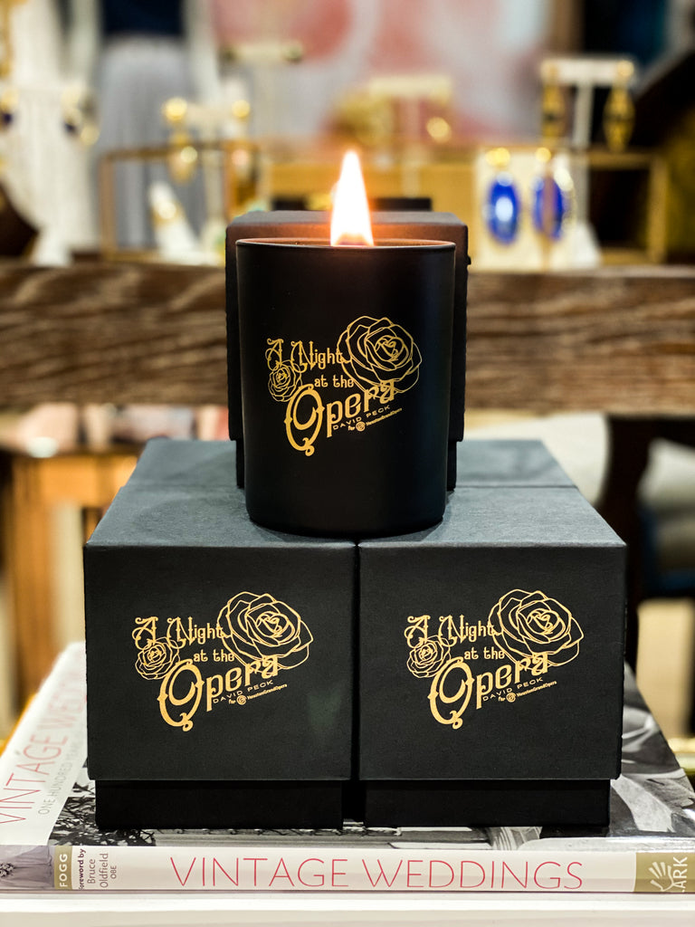 A Night at the Opera custom candle by David Peck for Houston Grand Opera HGO.