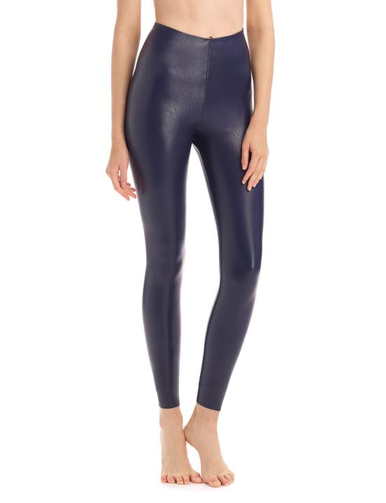 navy faux leather pants