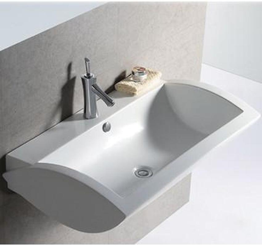 Whitehaus Whkn1128 Ceramic Rectangular Wall Mount Bathroom Sink Basin