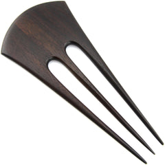Evolatree - Hand Carved Sono Wood Hair Stick - Tripple Prong Fan Design - 6"