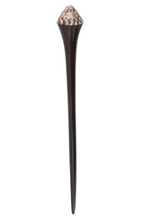Evolatree - Hand Carved Sono Wood Hair Stick - Maroon & Teal Shell - 7"
