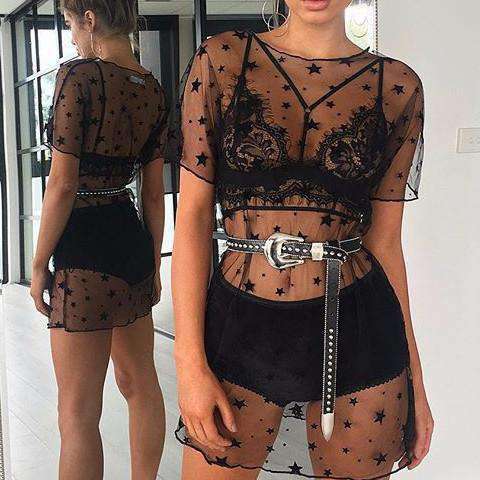 sheer mesh tshirt dress